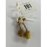 A pair of 18ct Gold Diamond and Pearl earrings