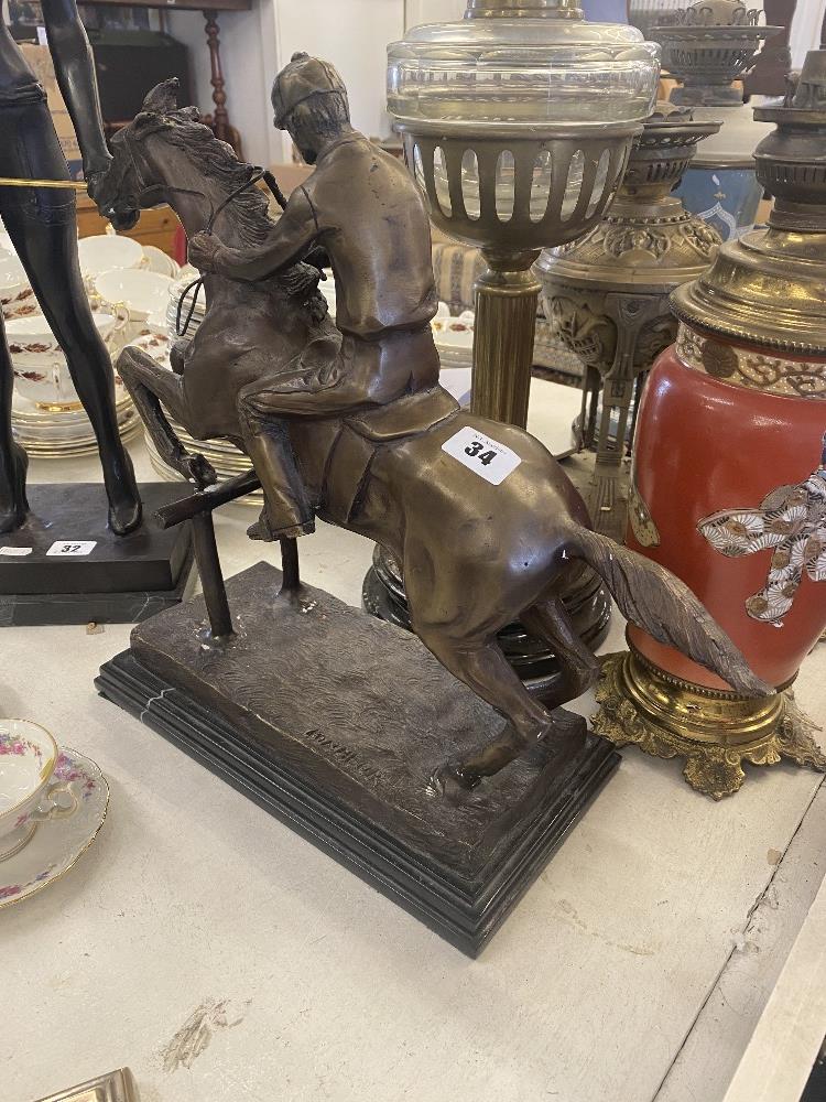 A bronze Racehorse/ Jockey statue, - Image 4 of 4