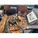 Three wall plaques and a mask- Pirates of the Caribbean related inc. Picture of Yoda etc.