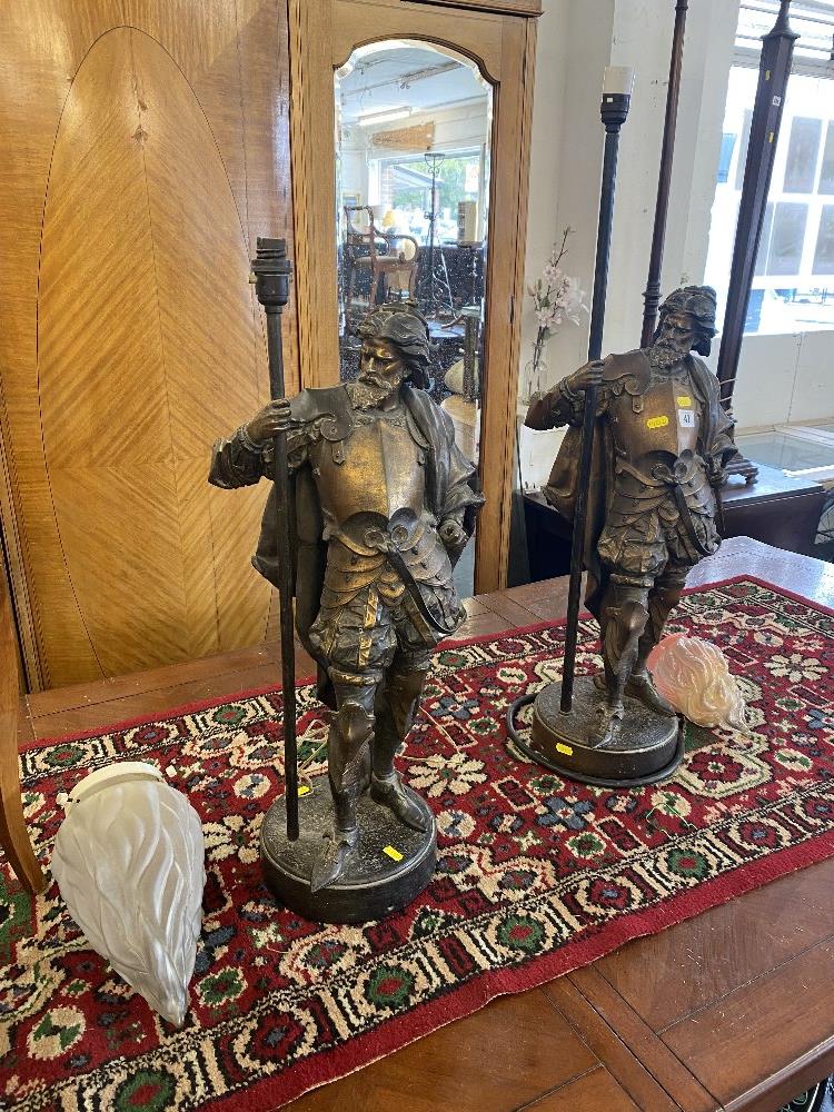 A pair of Spelter figural lamps