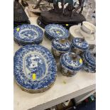 A qty of blue and white china