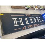A metal pub sign' The Hide at the Bull