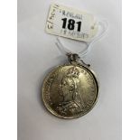 A Victorian mounted Silver coin