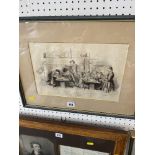 A framed etching 'The Coll' monogrammed