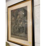 A framed print,