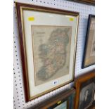 A framed map of Ireland,