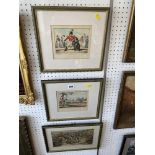 Three framed humorous prints