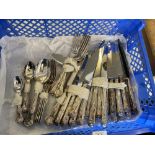 A qty of flatware and a canteen and contents