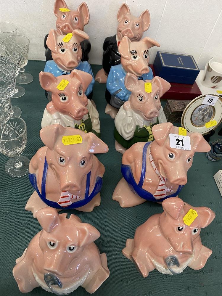 Two full sets of Wade NatWest piggy banks,