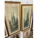A pair of framed watercolours, continental,