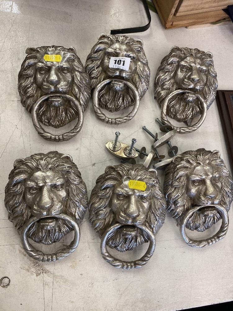 Silvered Lion door knockers, - Image 2 of 2