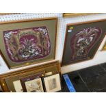 A pair of framed tapestries