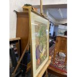 An artists easel and a sewing box