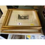 Four framed 1900 copper etching,