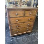 A 19th century Walnut chest of five drawers