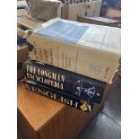 Two large dictionaries and a 1st edition Longman encyclopedia