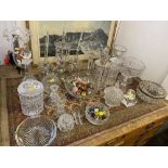 A qty of decanters and assorted glassware