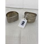 A pair of hallmarked Silver napkin rings