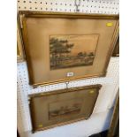 A pair of gilt framed watercolours,