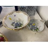 A Spode porcelain bowl 'Bartonia' Lida Acacia pattern and small serving dish