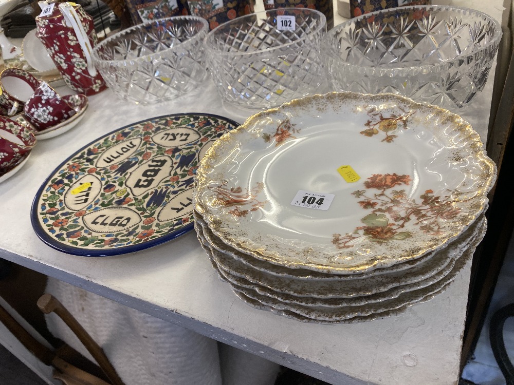 A set of six Limoges plates and a Passover plate