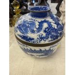 A Japanese blue and white lidded jar