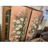 A hand painted four fold screen