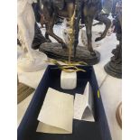 An abstract bronze art figure on stone base by Yanni Souvatzoglou with paperwork,