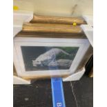 Three gilt framed animal prints