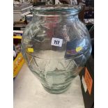 A large glass vase
