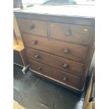 A 19th century Walnut chest of five drawers