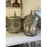 A Silver plated lidded pot plus another