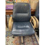 A leather swivel chair