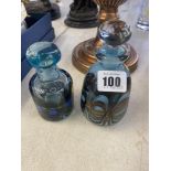Two signed Art glass lidded bottles by Karlin Rushbrooke,