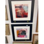 A pair of framed pictures,
