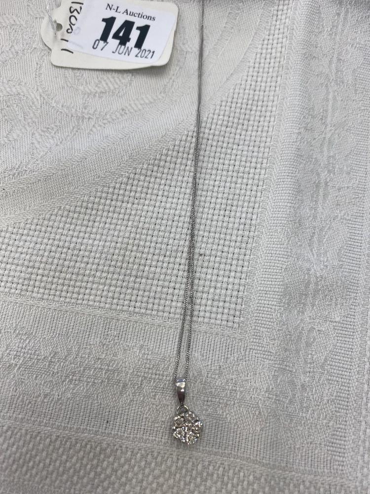 A hallmarked white gold Diamond pendant on white gold chain - Image 2 of 2