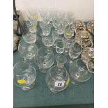 A set of Brandy glasses and a qty of assorted Crystal wine glasses etc.