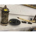 An Opium pipe, incense burner etc.