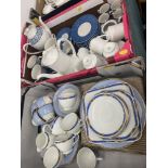 Two boxes of assorted china, tea sets etc.