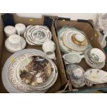 Two boxes of assorted porcelain plates,