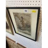 A framed and glazed print of a man and Horse