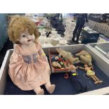 A qty of early dolls, Marionette etc.