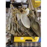 A qty of assorted silver plate, brass ware etc.
