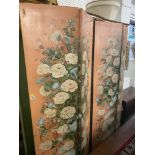 A hand painted four fold floral decorated screen/ room divider