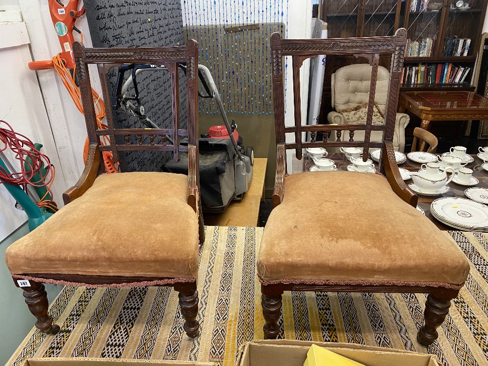 A pair of Edwardian upholstered nursing chairs - Image 2 of 3