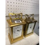 Two 20th century brass carriage clocks, perfect working order, one Imperial other Howell and Hilton,