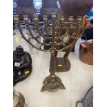 A Brass Menorah 38cms high