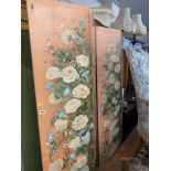 A hand painted four fold floral decorated screen/ room divider