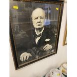 A framed picture of Churchill