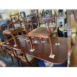 A regency style table, six chairs,